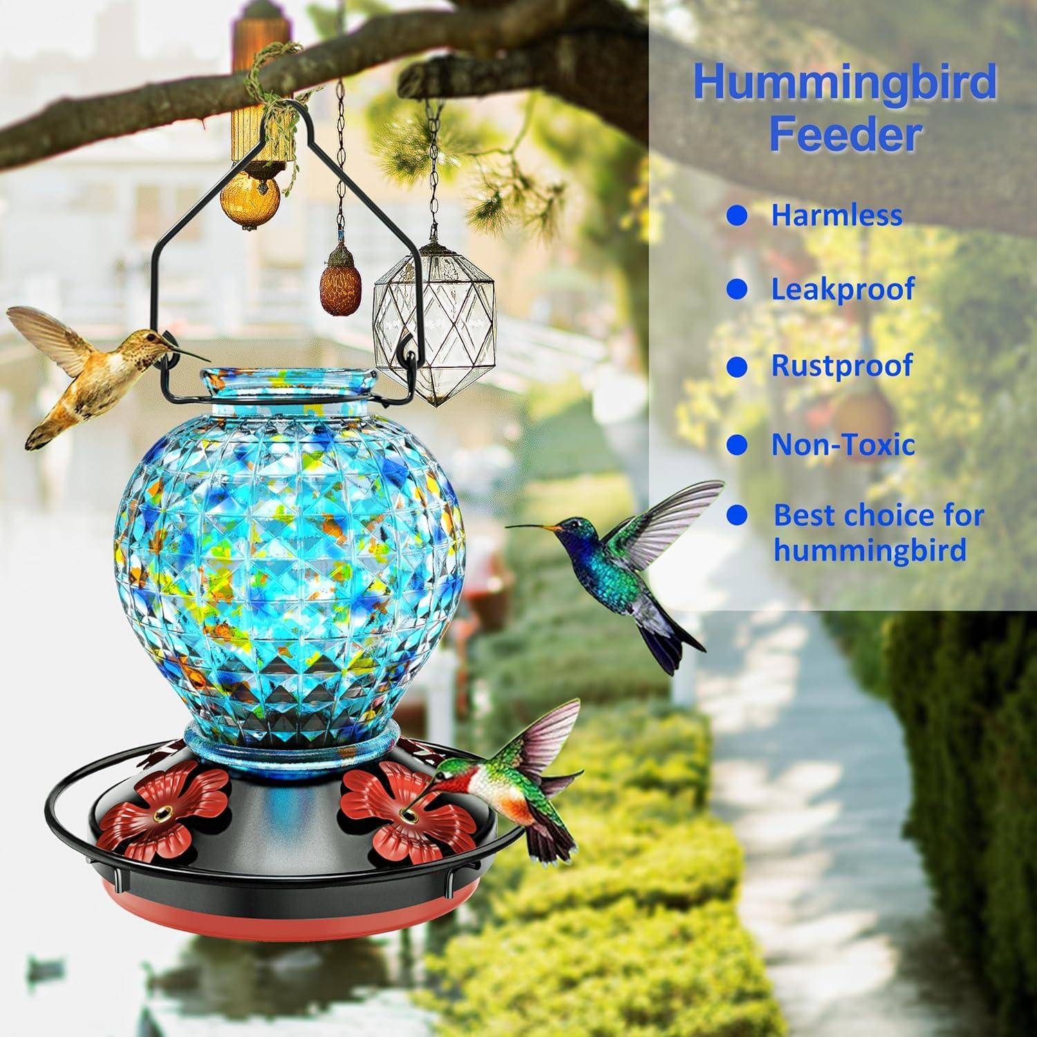 Alimentador de Colibríes Tinlaviy de Vidrio 532ml - Forma Bola Diamante