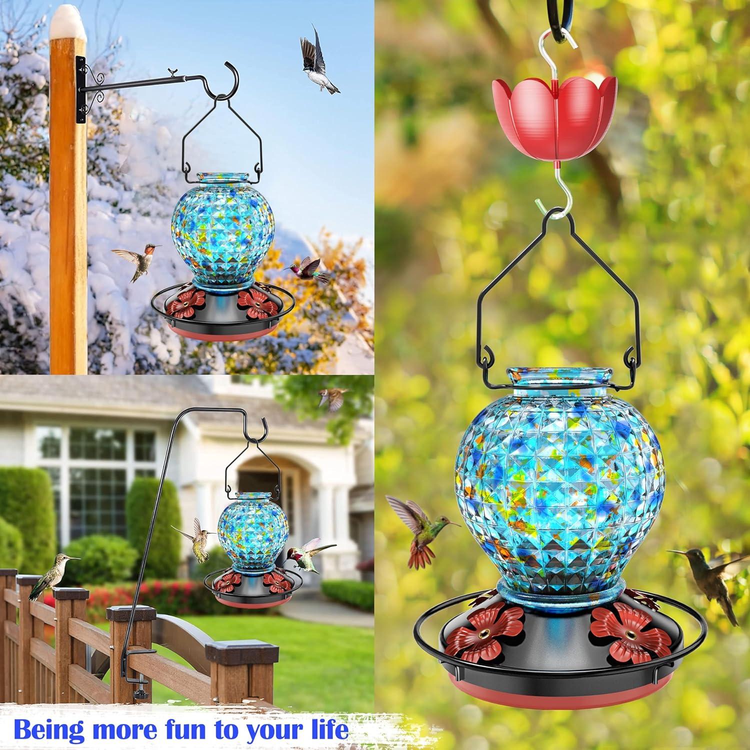 Alimentador de Colibríes Tinlaviy de Vidrio 532ml - Forma Bola Diamante