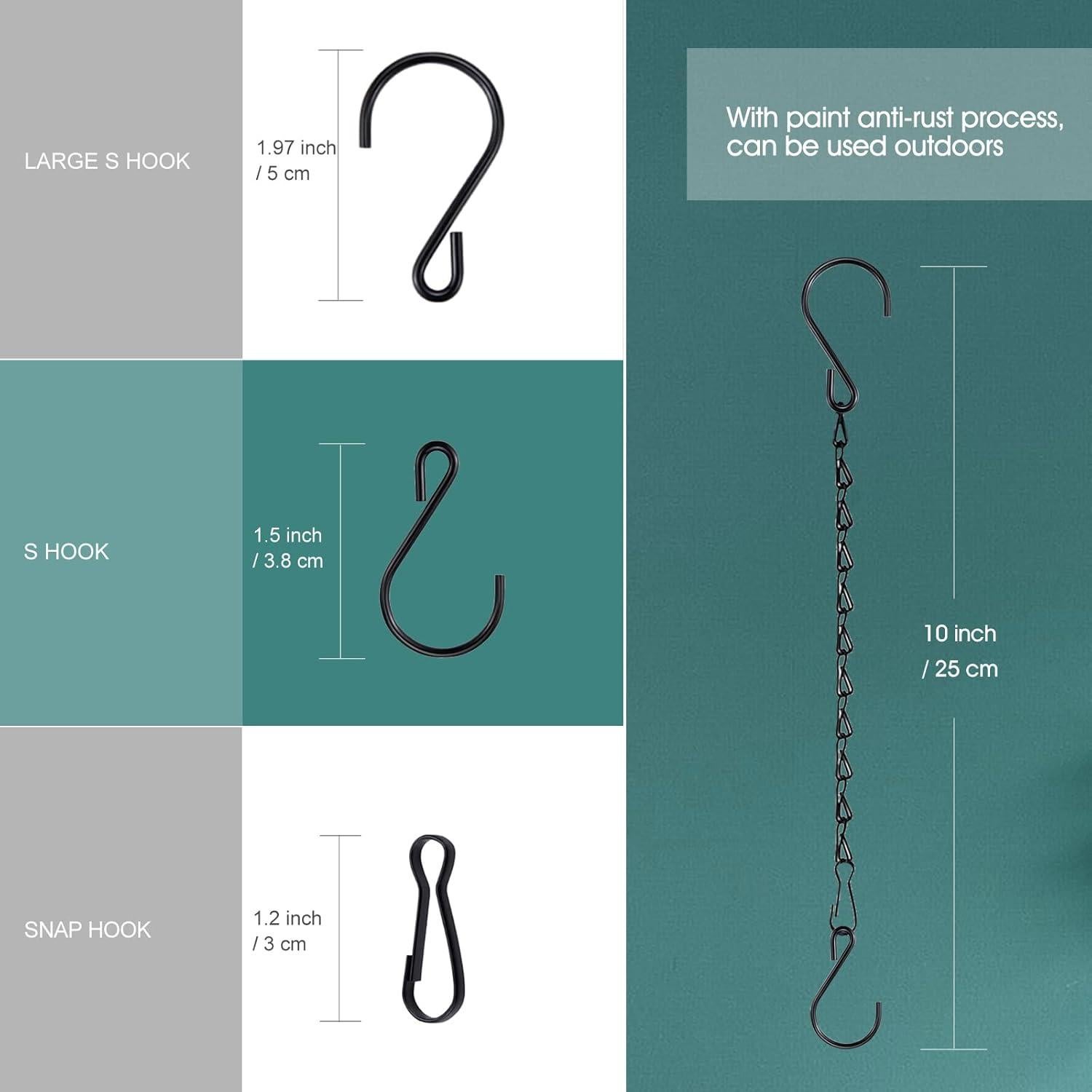 Cadena Colgante de Plantas Fetanten 10 Pulgadas Negra 10 PCS