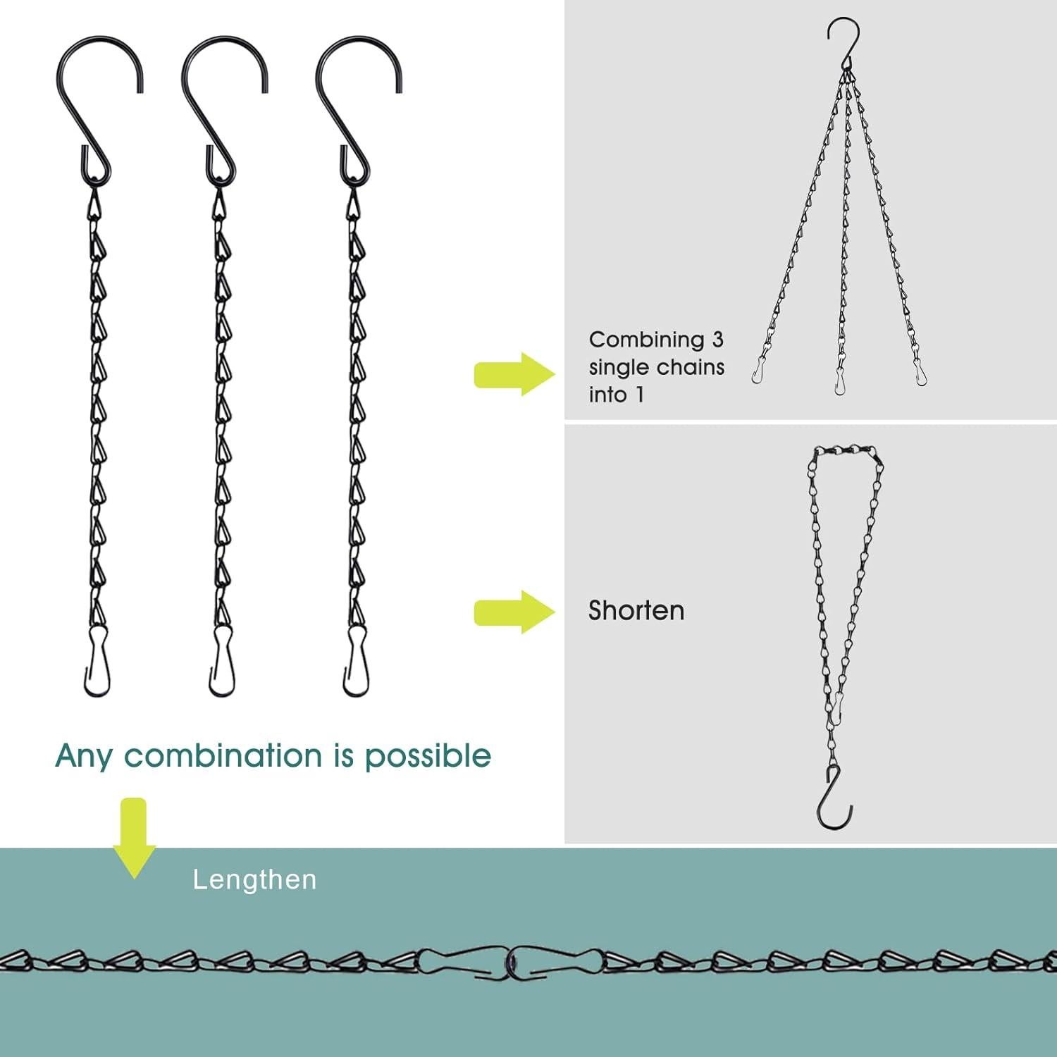 Cadena Colgante de Plantas Fetanten 10 Pulgadas Negra 10 PCS