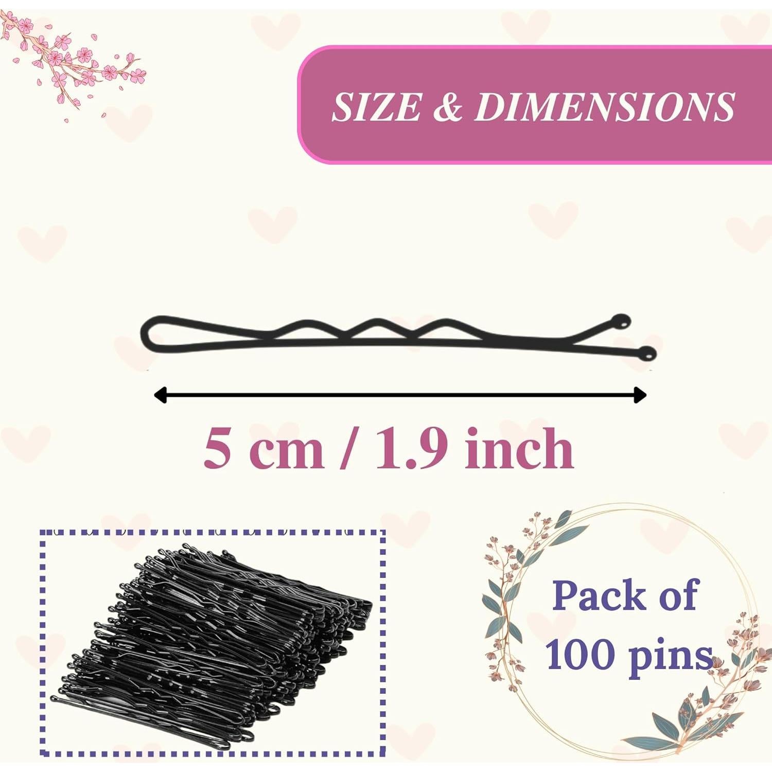 Juego de 100 horquillas negras Sahu de 5cm para cabello