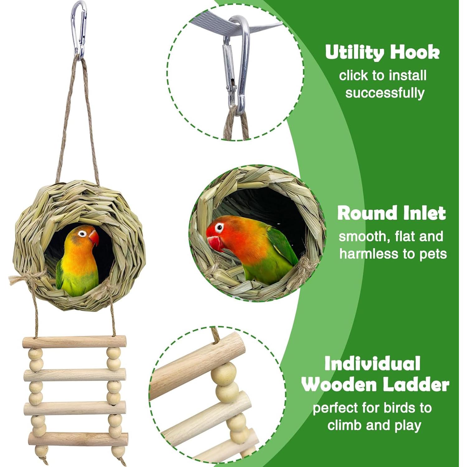 Casa Nido Colgante para Aves Hamiledyi Mediana Tejida a Mano
