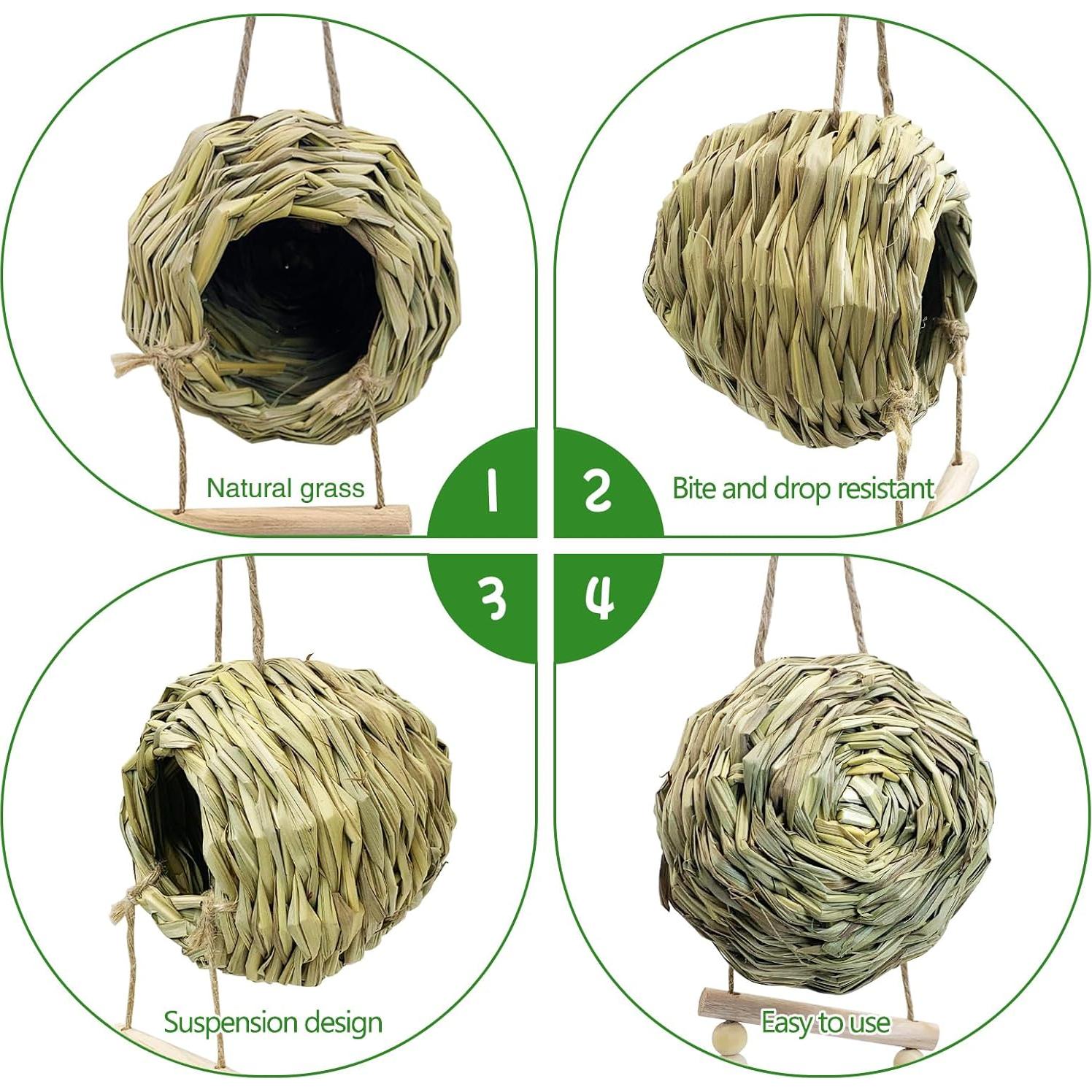 Casa Nido Colgante para Aves Hamiledyi Mediana Tejida a Mano