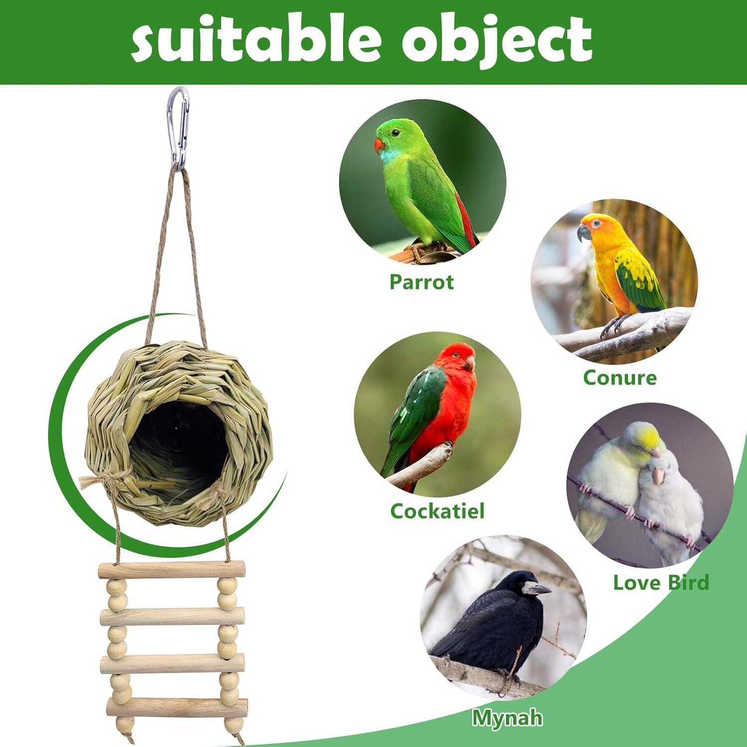 Casa Nido Colgante para Aves Hamiledyi Mediana Tejida a Mano