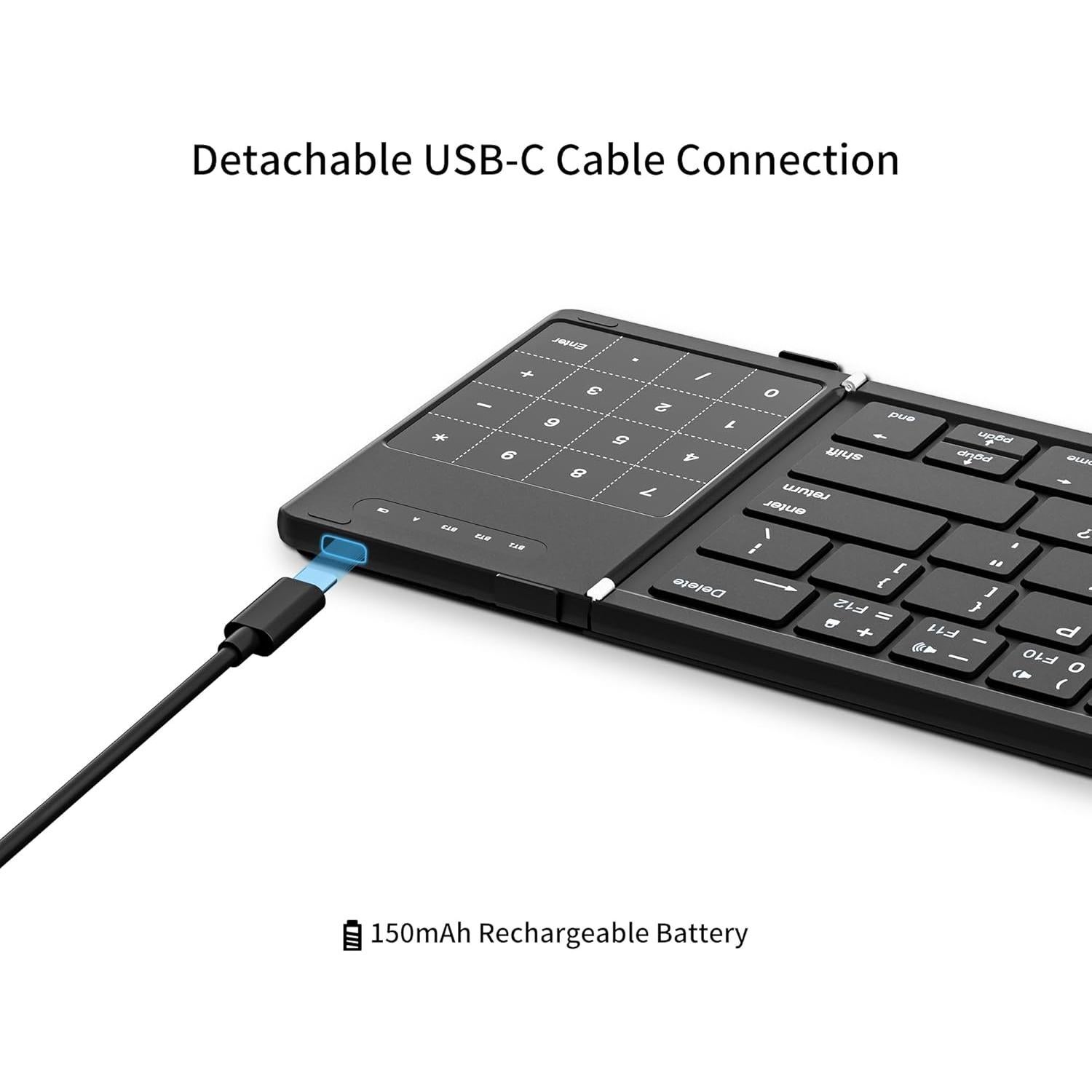 Teclado Bluetooth Plegable Newmen BK66 con Touchpad, Negro