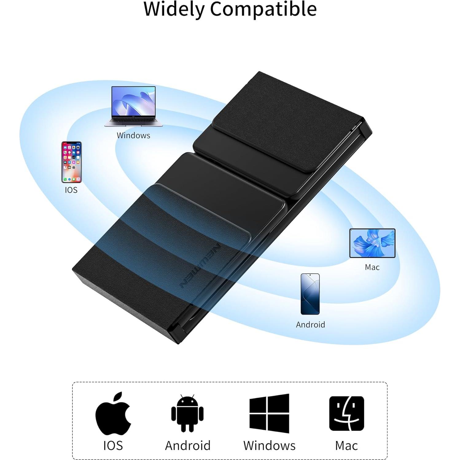 Teclado Bluetooth Plegable Newmen BK66 con Touchpad, Negro