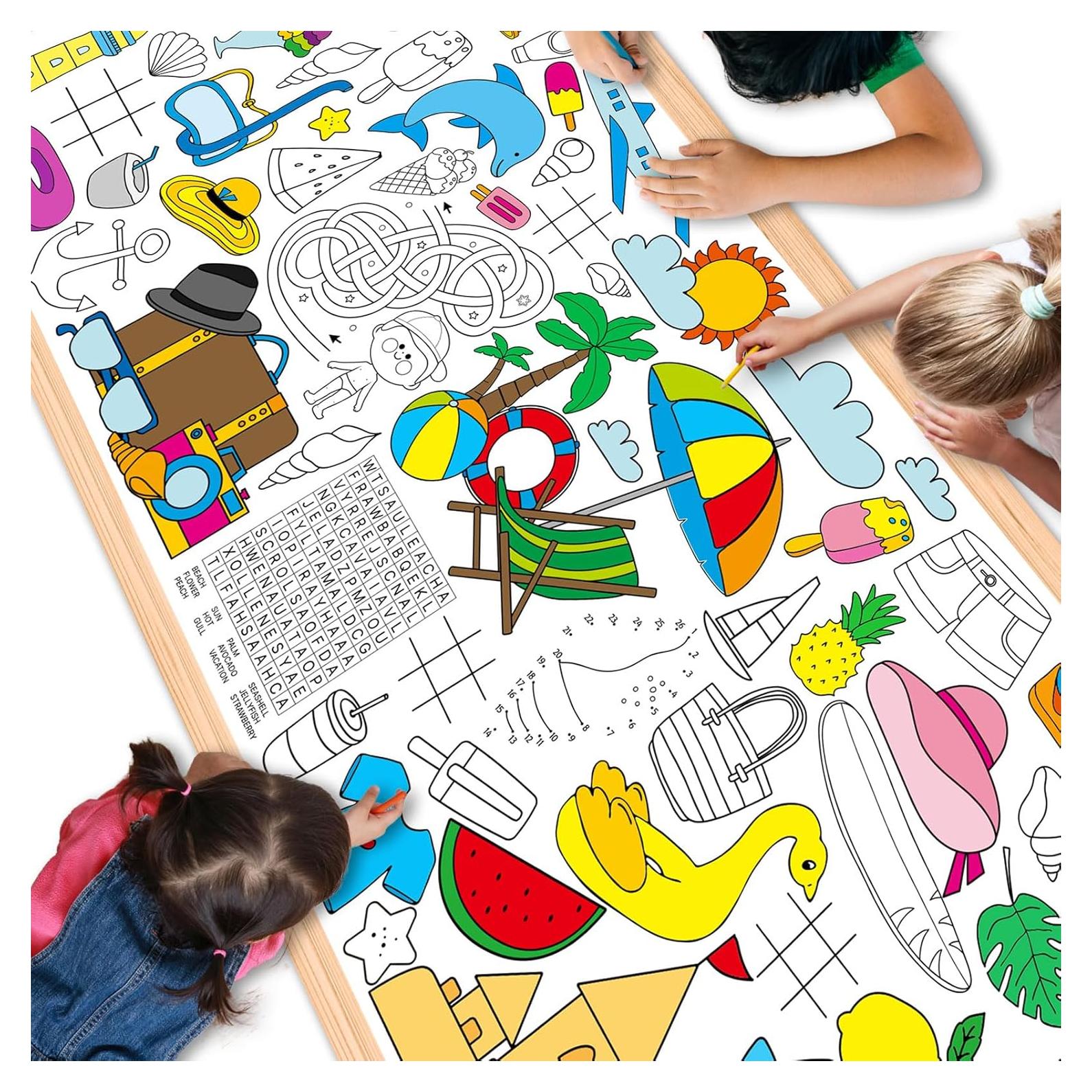 Póster Gigante para Colorear de Verano Qyeahkj 180x76cm