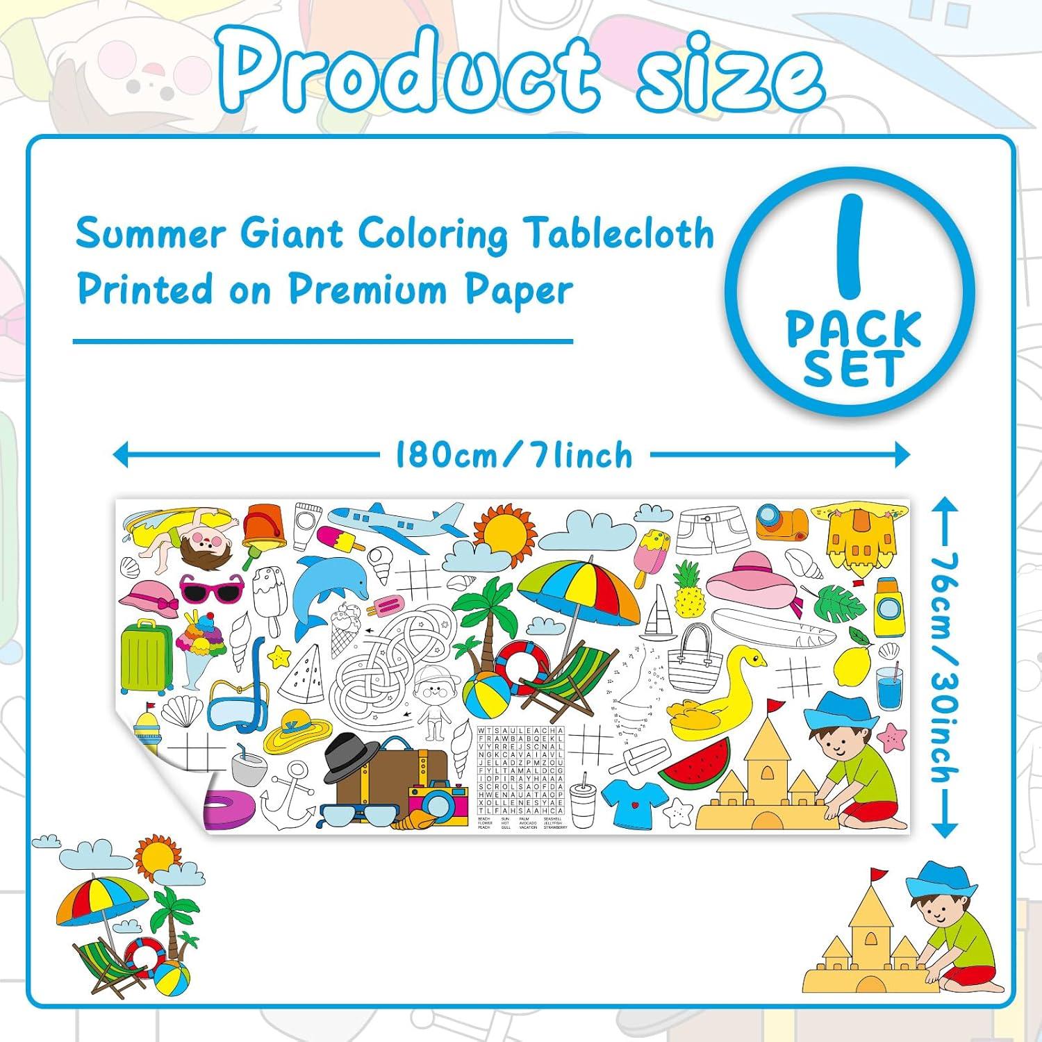 Póster Gigante para Colorear de Verano Qyeahkj 180x76cm