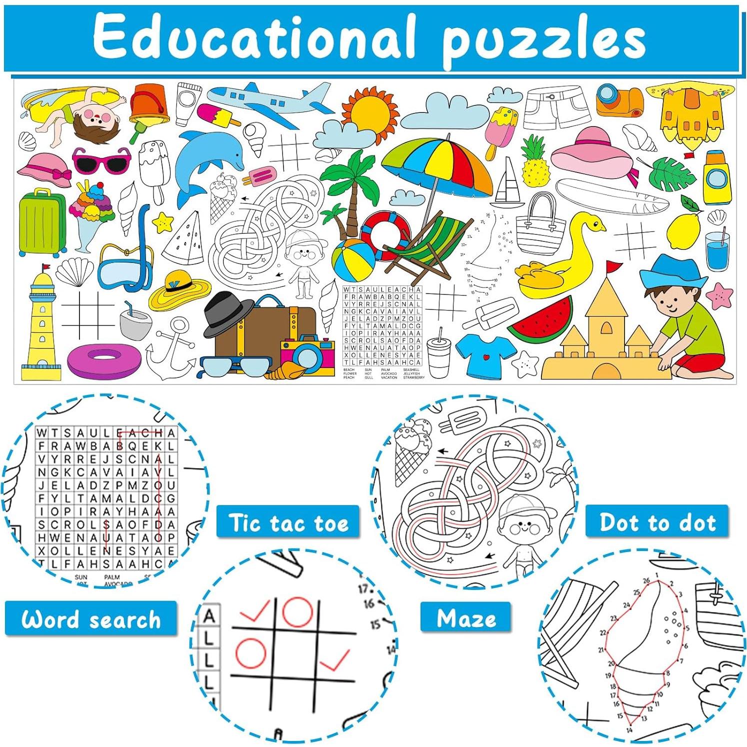 Póster Gigante para Colorear de Verano Qyeahkj 180x76cm