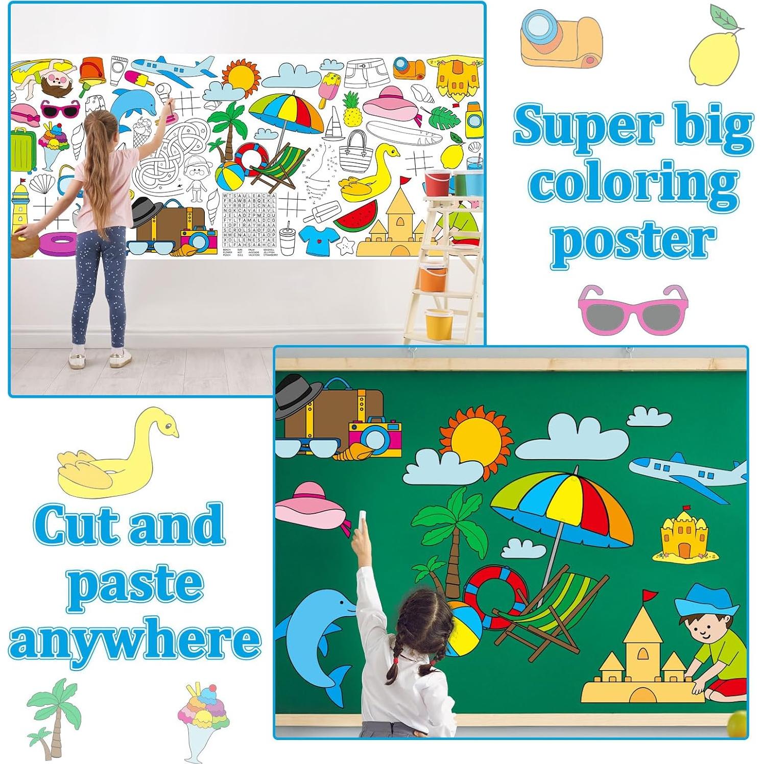 Póster Gigante para Colorear de Verano Qyeahkj 180x76cm