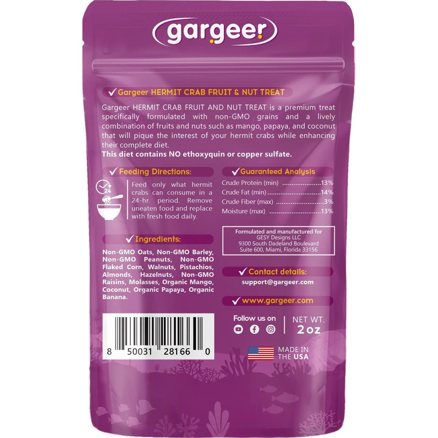 Galleta de Frutas y Nueces Gargeer para Cangrejo Ermitaño 56.7g