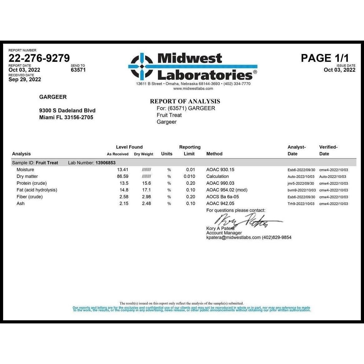 Galleta de Frutas y Nueces Gargeer para Cangrejo Ermitaño 56.7g