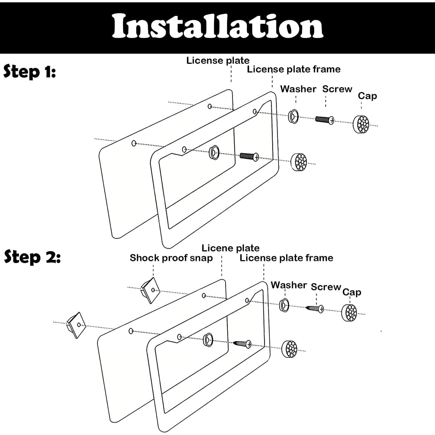 2Pack Marcos de Placa de Licencia Aluminio DAOPERS Universal