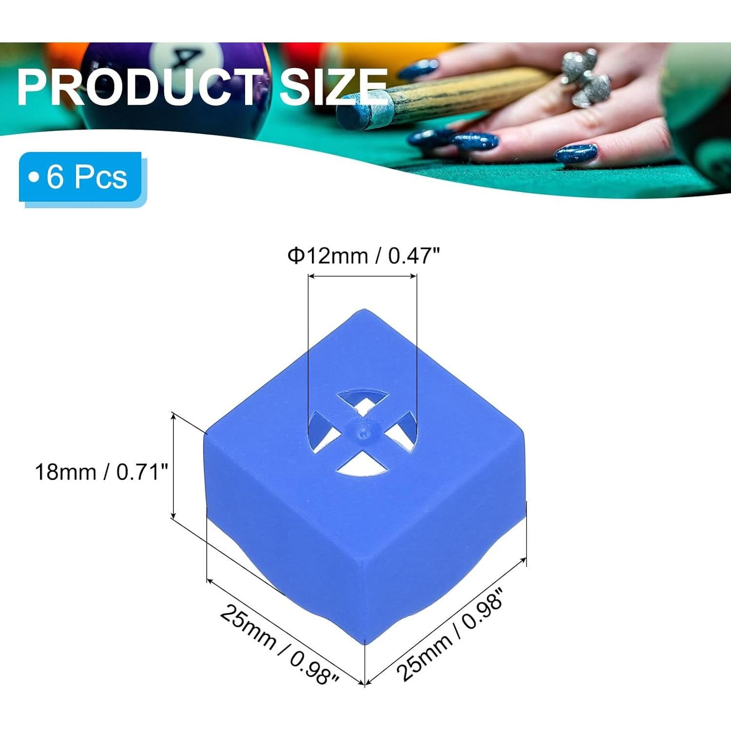 Soporte de Tiza para Billar PATIKIL - 6 Unidades Azul