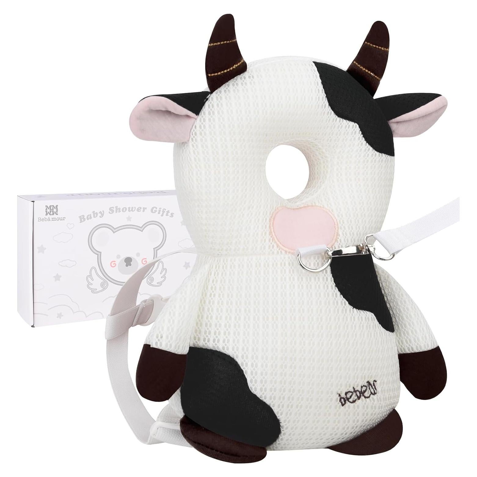Protector de Cabeza Bebamour para Bebé Ajustable Vaca Blanco