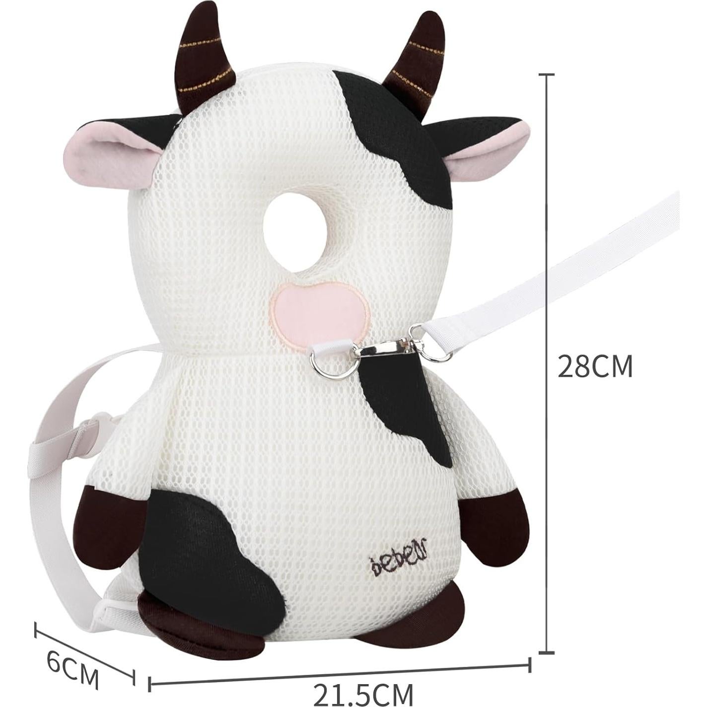 Protector de Cabeza Bebamour para Bebé Ajustable Vaca Blanco