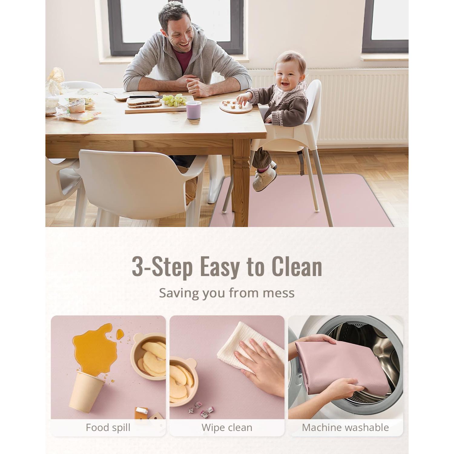 Alfombra Antisalpicaduras Diario Feliz Rosa Pálido 128x128 cm