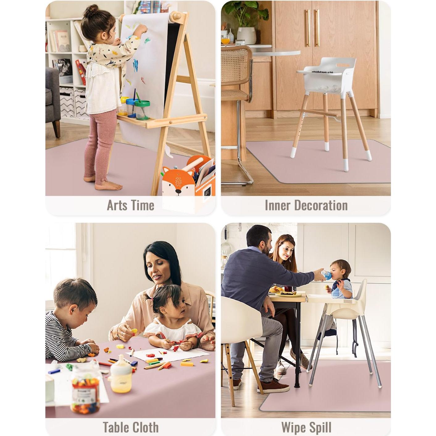 Alfombra Antisalpicaduras Diario Feliz Rosa Pálido 128x128 cm