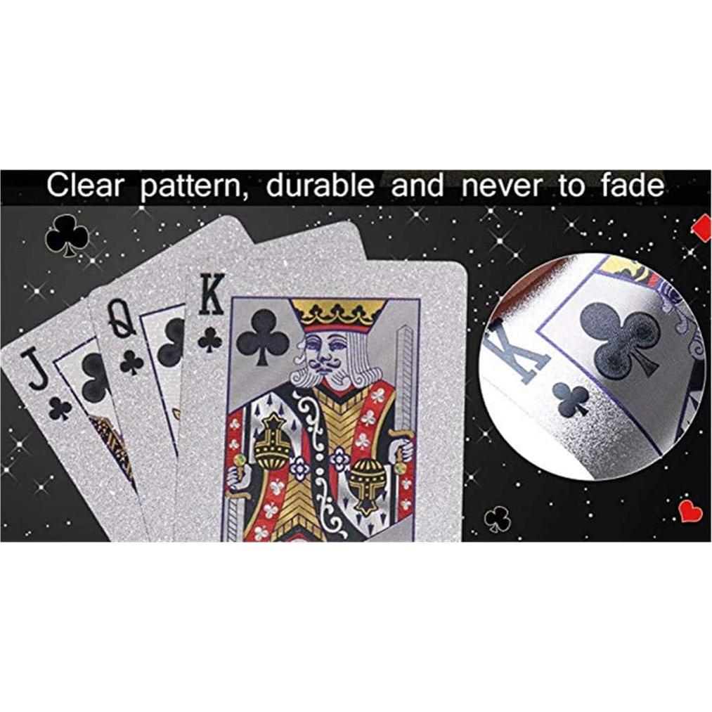 IvyMei 2 Paquetes de Cartas de Póker Dragón Plateadas PVC