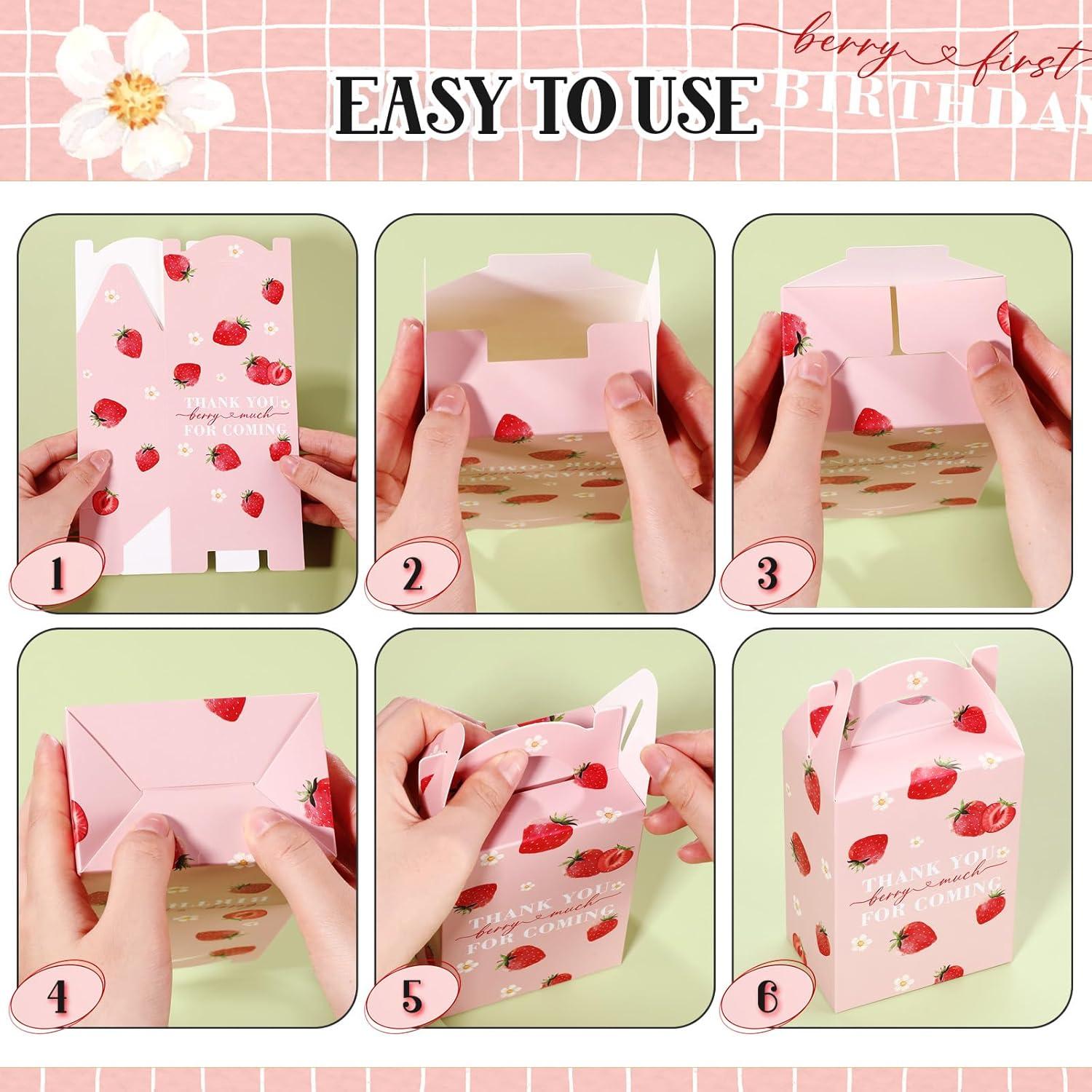 Cajas de Regalo de Fresa Rosa Sinload - 24 Unidades 9x16x12cm