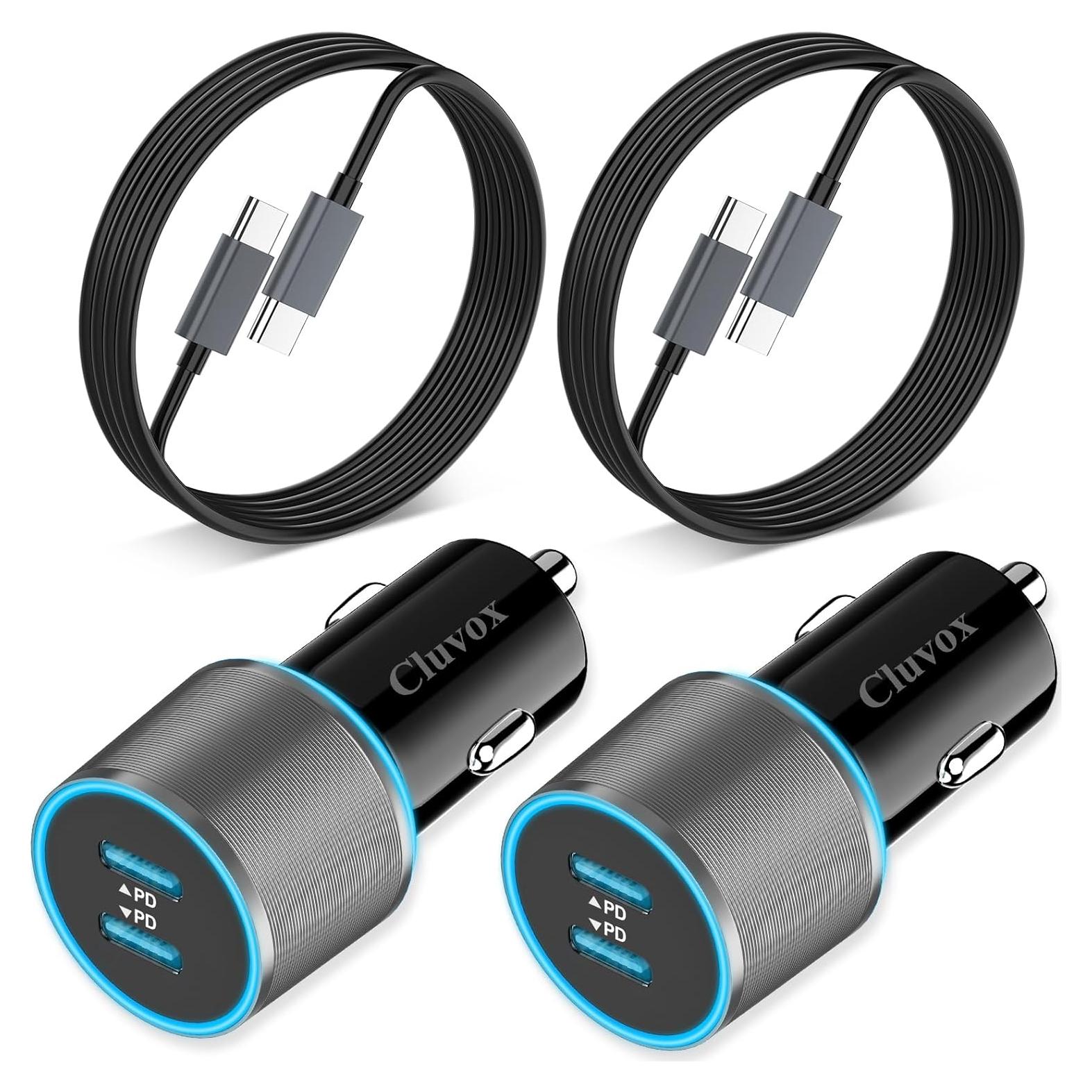 Cargador de Coche USB C Rápido Cluvox 40W Doble Puerto 20W