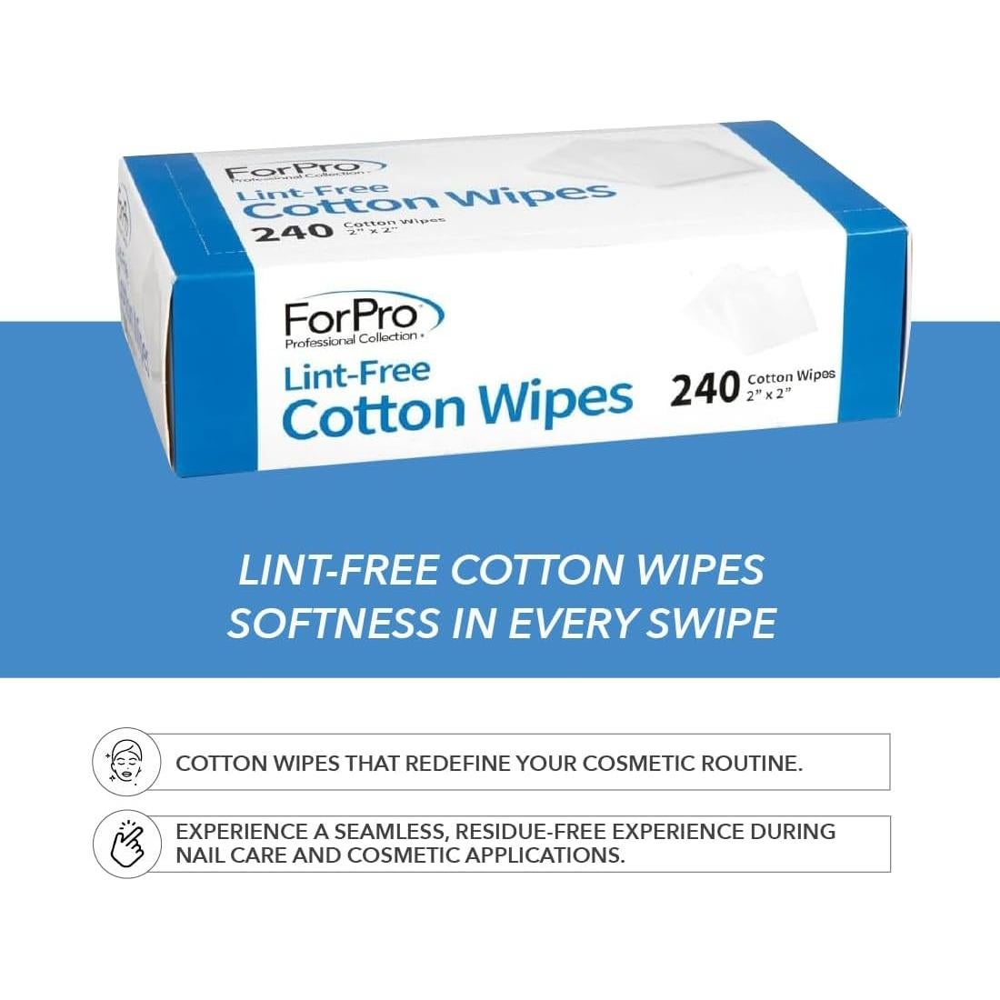 Toallitas de Algodón Sin Pelusa ForPro 240 Unidades 5x5 cm