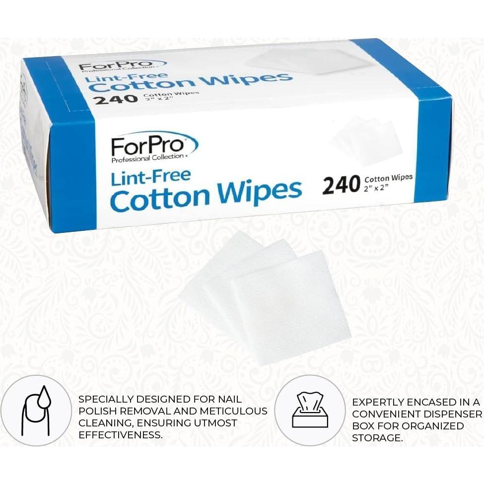 Toallitas de Algodón Sin Pelusa ForPro 240 Unidades 5x5 cm