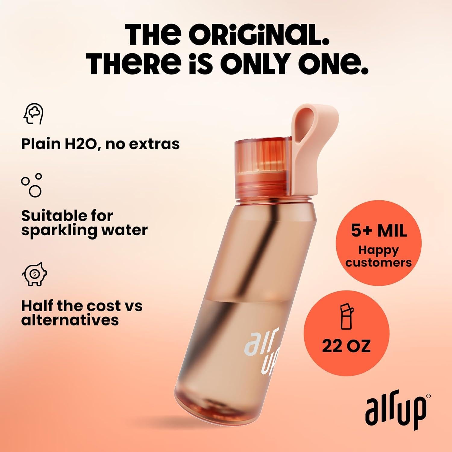 Botella de Agua Air Up 655 ml Naranja Eléctrico con 5 Cápsulas