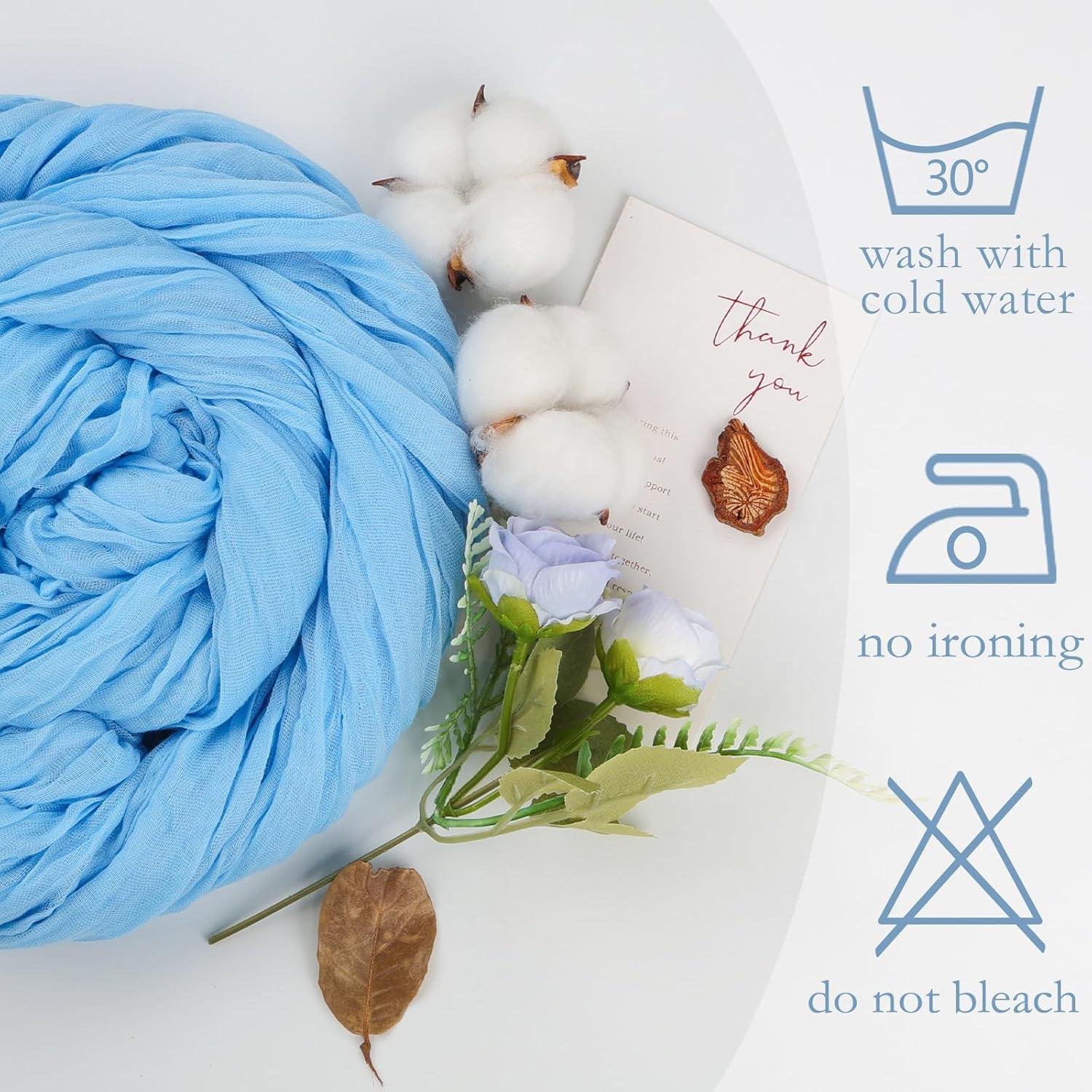 Paquete de 6 Caminos de Mesa Azul Bebé 89x305 cm Gasa Cheesecloth