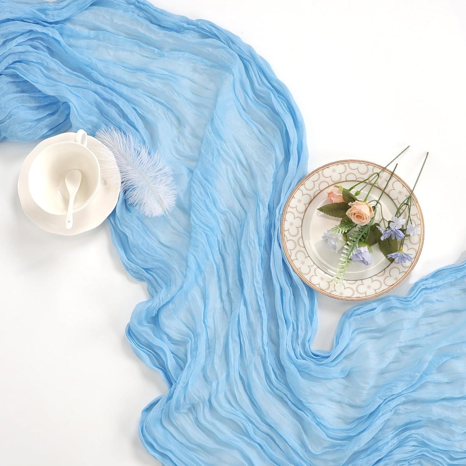 Paquete de 6 Caminos de Mesa Azul Bebé 89x305 cm Gasa Cheesecloth