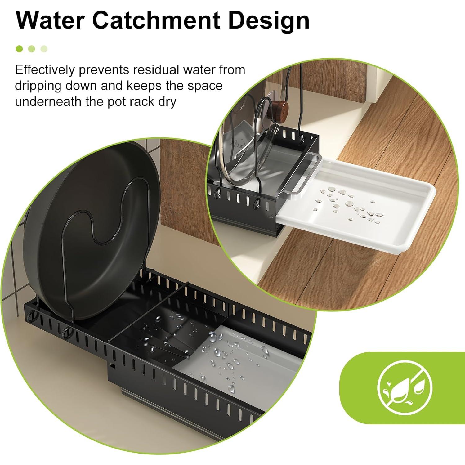 Organizador de Ollas y Sartenes Expandible Fovkdcvw Negro 2PC