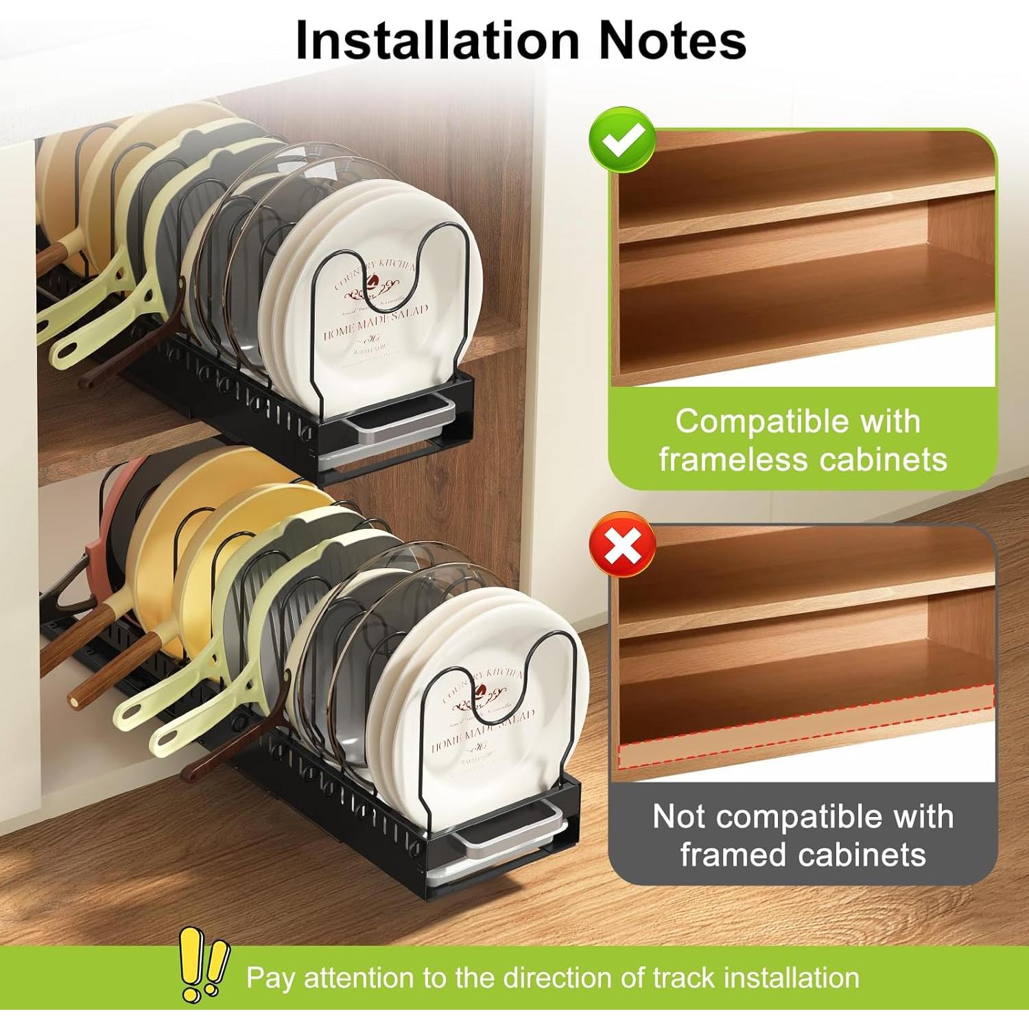 Organizador de Ollas y Sartenes Expandible Fovkdcvw Negro 2PC