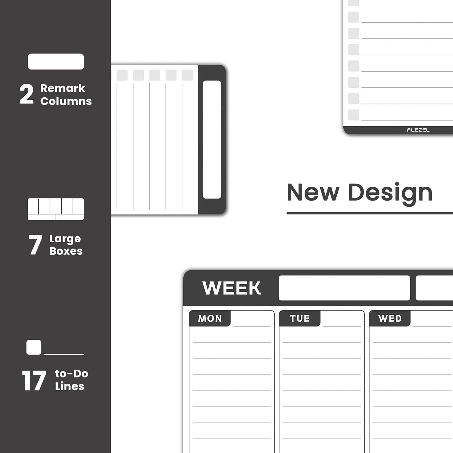 Planificador Magnético Semanal ALEZEL 33x25.4cm con 4 Marcadores