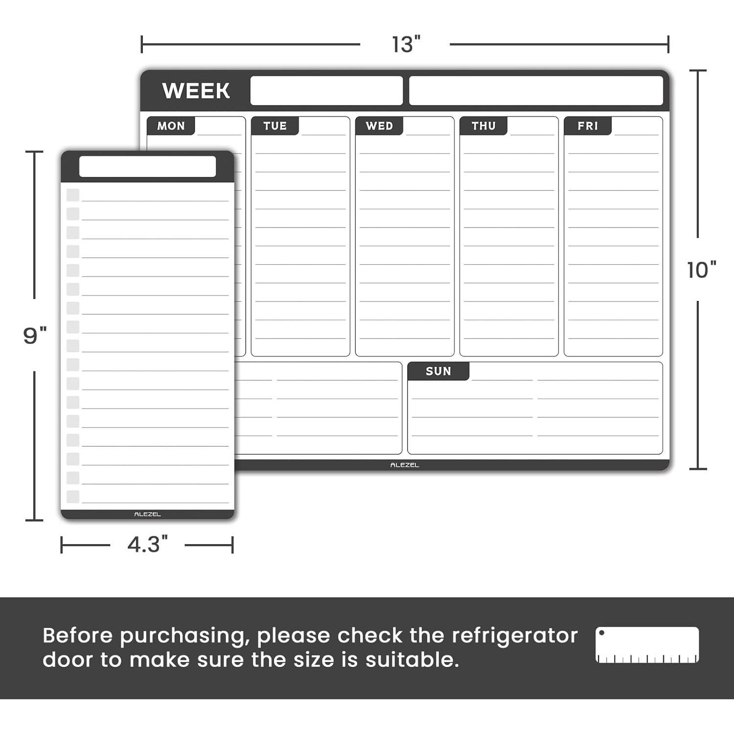 Planificador Magnético Semanal ALEZEL 33x25.4cm con 4 Marcadores