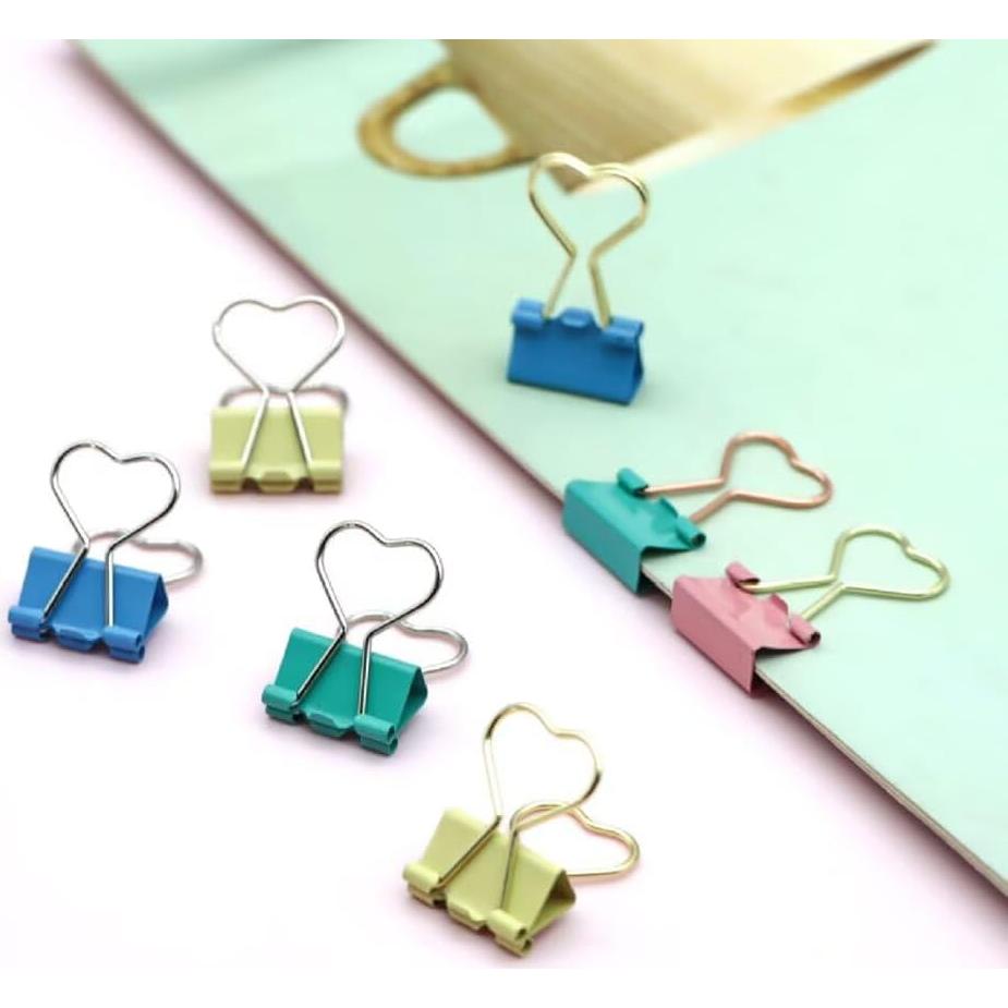 Clips de Metal en Forma de Corazón SEEK RARE - 60 Piezas Azul