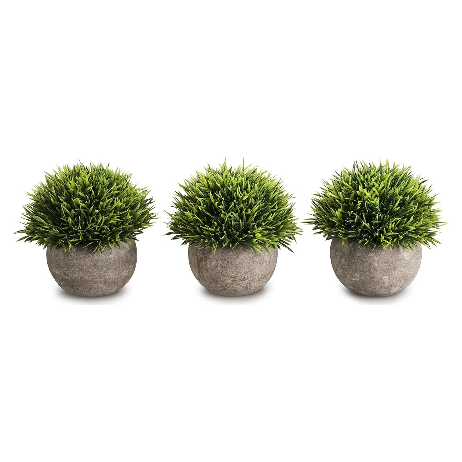 Set de 3 Plantas Artificiales Mini Opps con Maceta Gris 11.9cm
