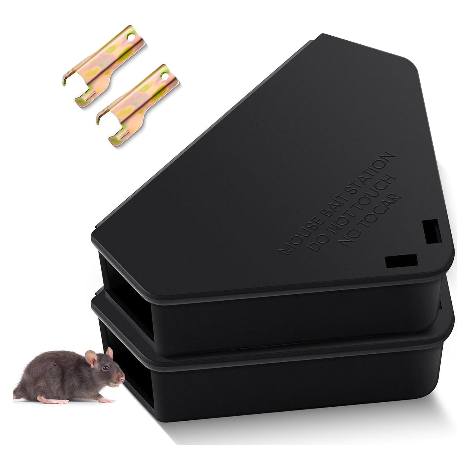 Estación de Cebo para Ratones Qualirey 2 Pcs Triangular Negra