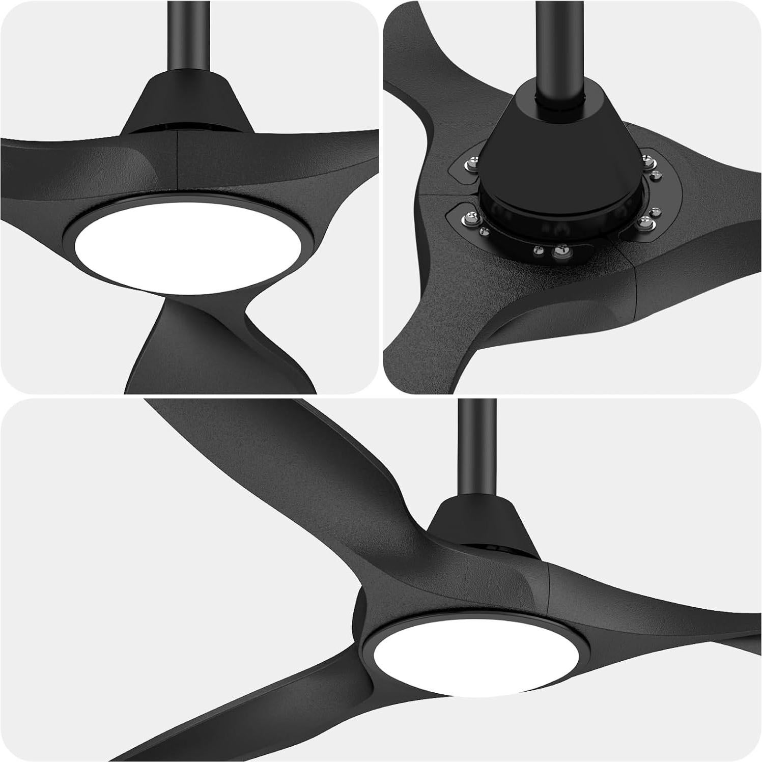 Ventilador de Techo Roomratv 106cm Negro con Luz LED y Control Remoto