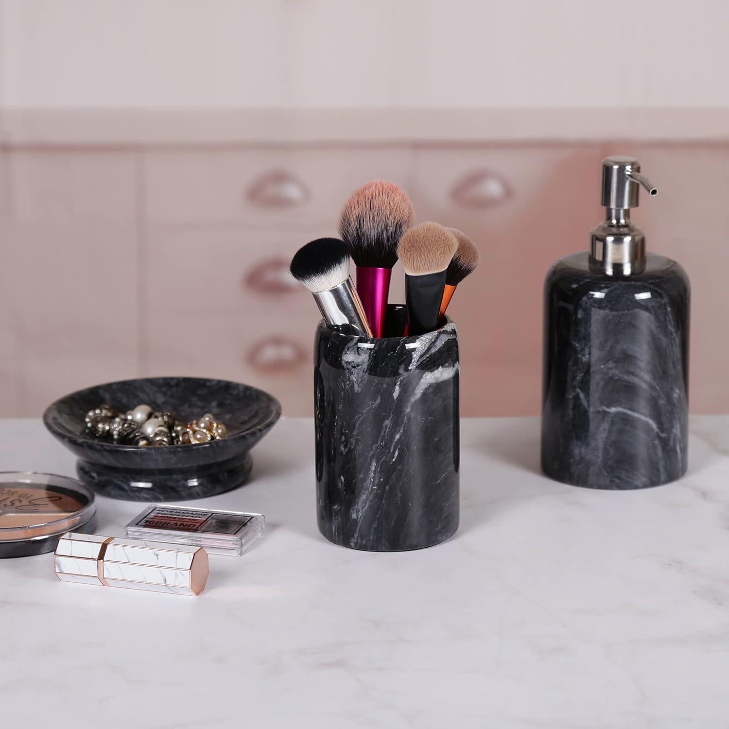 Soporte para bolígrafos y lápices de mármol negro Creative Home 8.4 cm