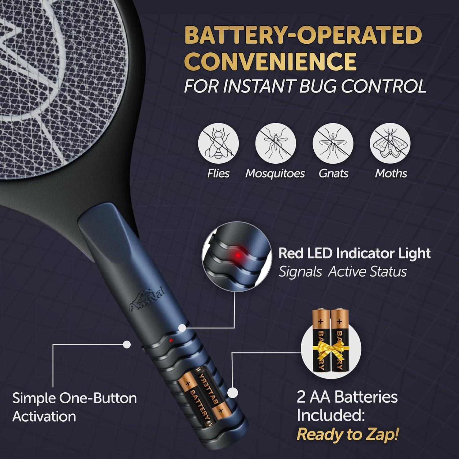 Raqueta Eléctrica para Insectos ASISNAI - Zapper de Moscas y Zancudos