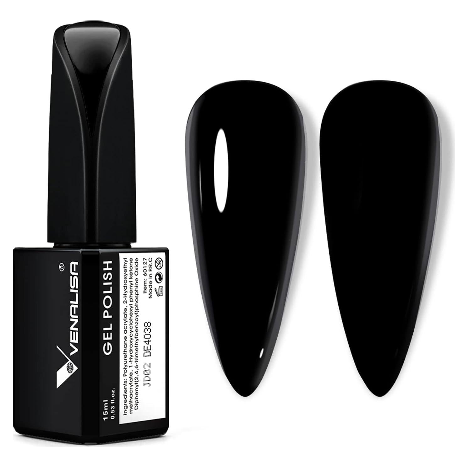 Esmalte de Uñas en Gel VENALISA 15ml Negro Removible UV LED