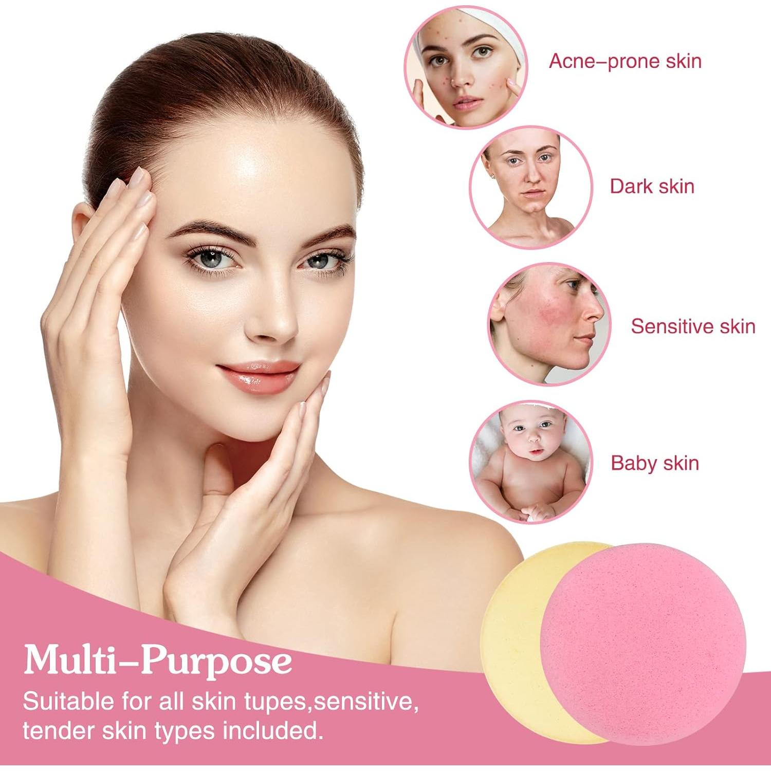 120 Esponjas Faciales Comprimidas Woozettn - Rosa y Amarillo