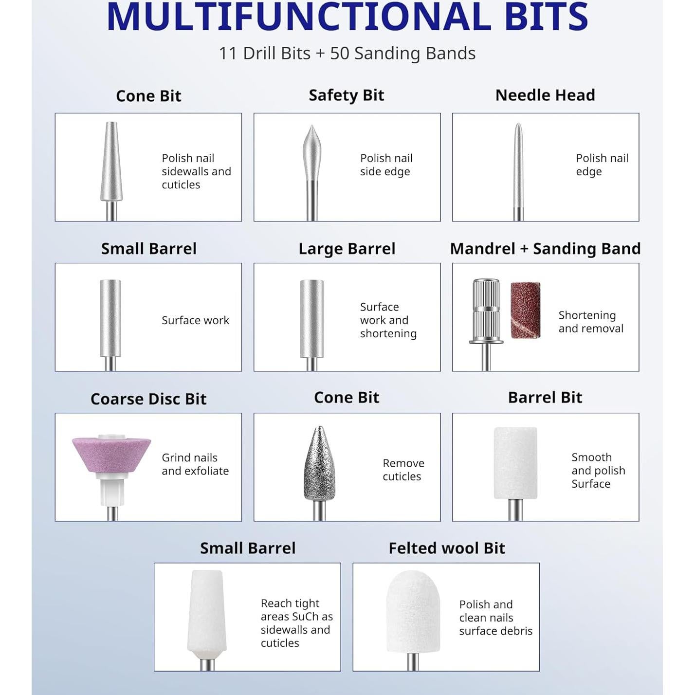 Lima de Uñas Eléctrica AIRSEE Portátil con Adaptador Negro