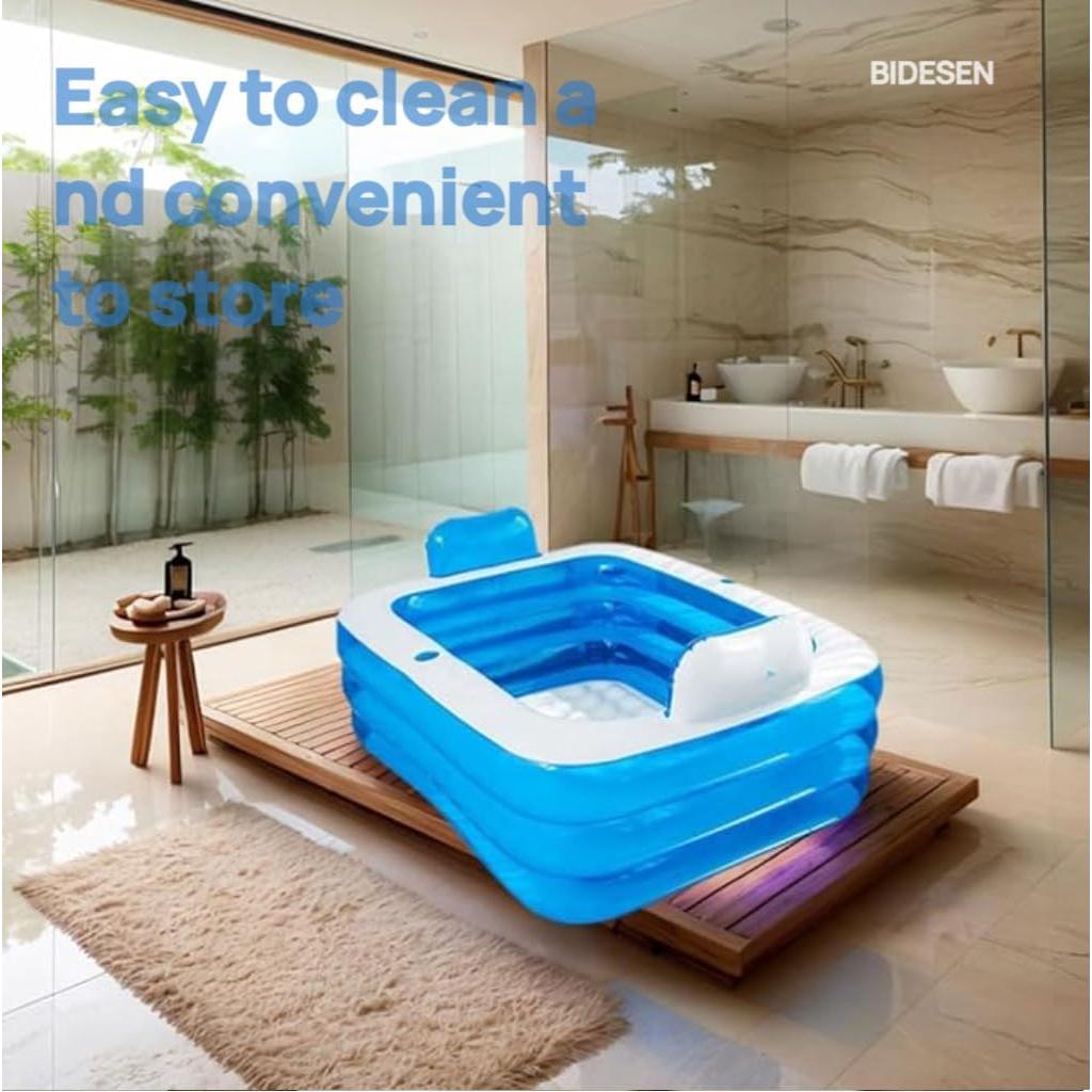Bañera Inflable Doble Bidesen 160x120cm con Bomba y Almohada