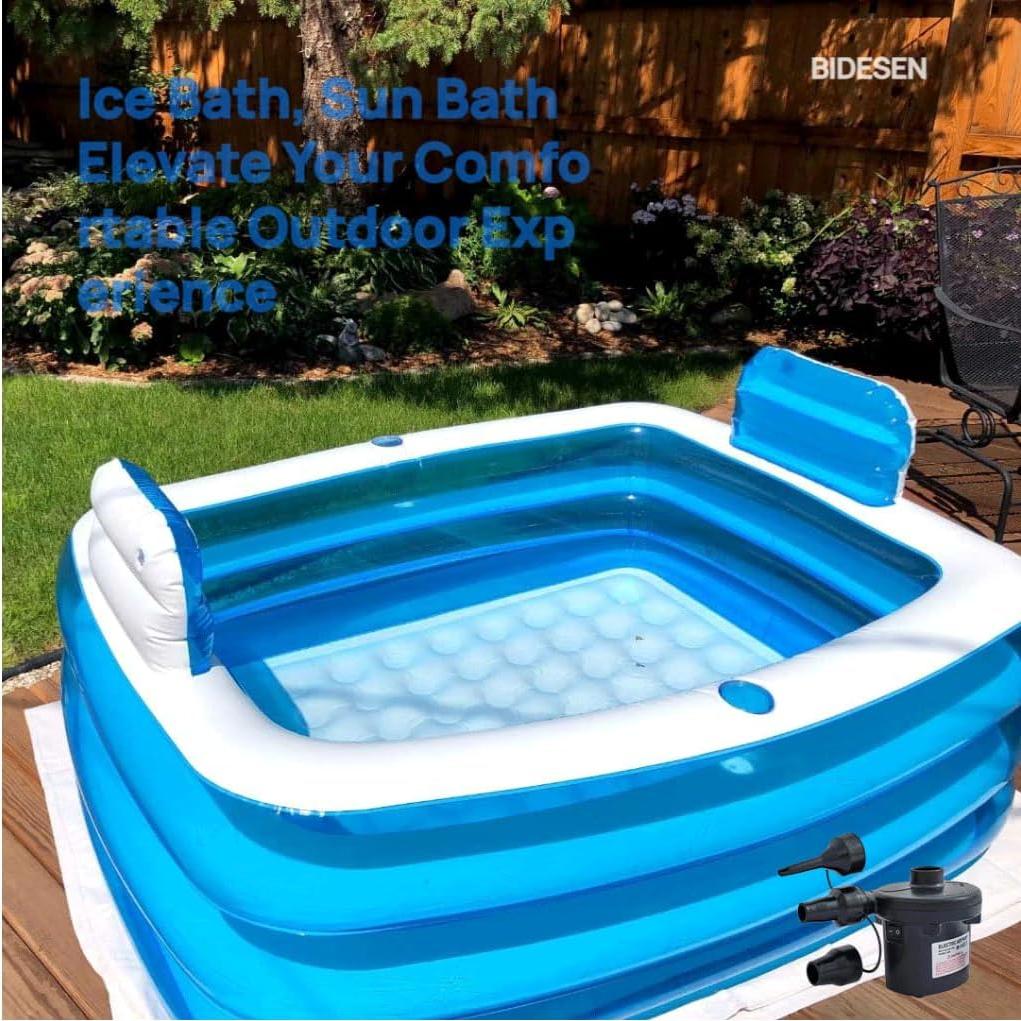 Bañera Inflable Doble Bidesen 160x120cm con Bomba y Almohada