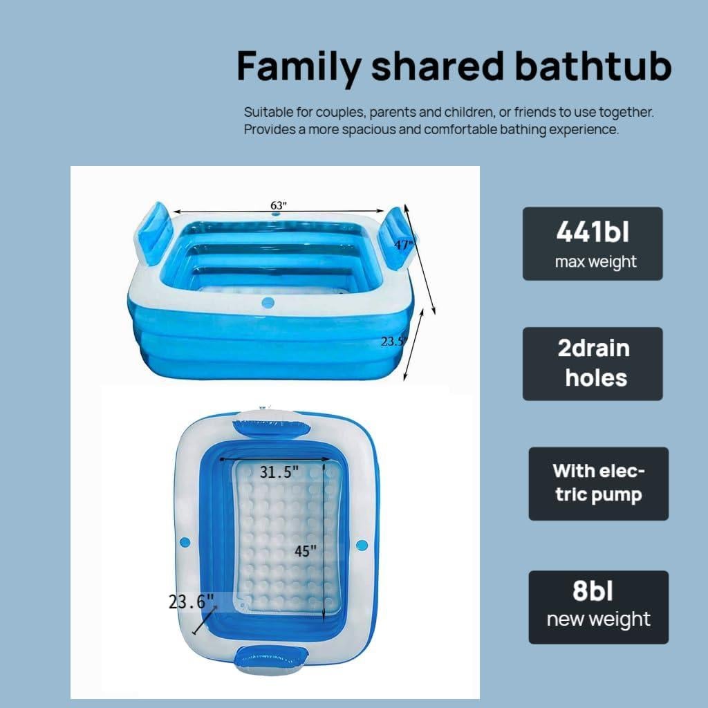 Bañera Inflable Doble Bidesen 160x120cm con Bomba y Almohada