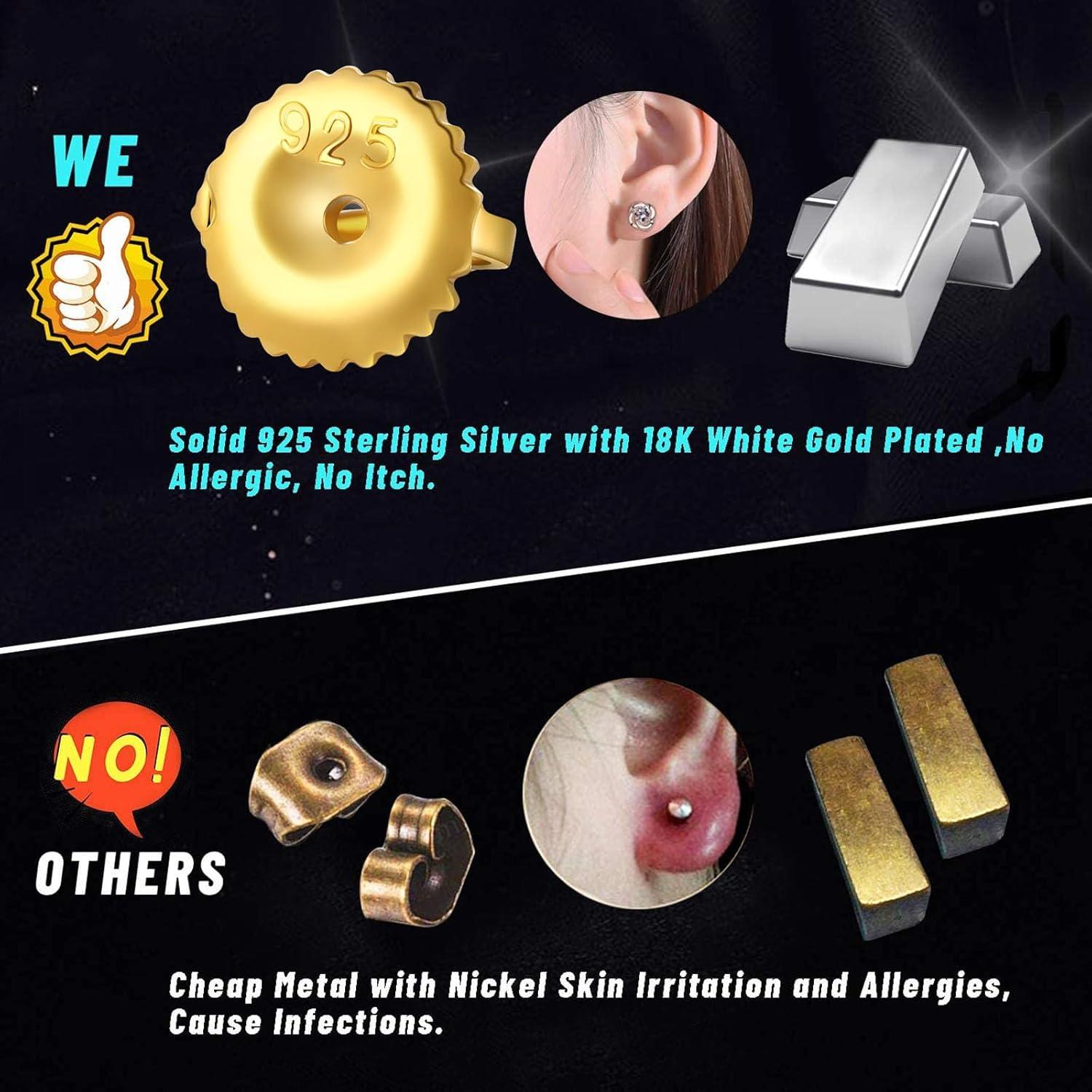 Aretes de Repuesto DELECOE 925 Plata Esterlina Oro Hipoalergénico