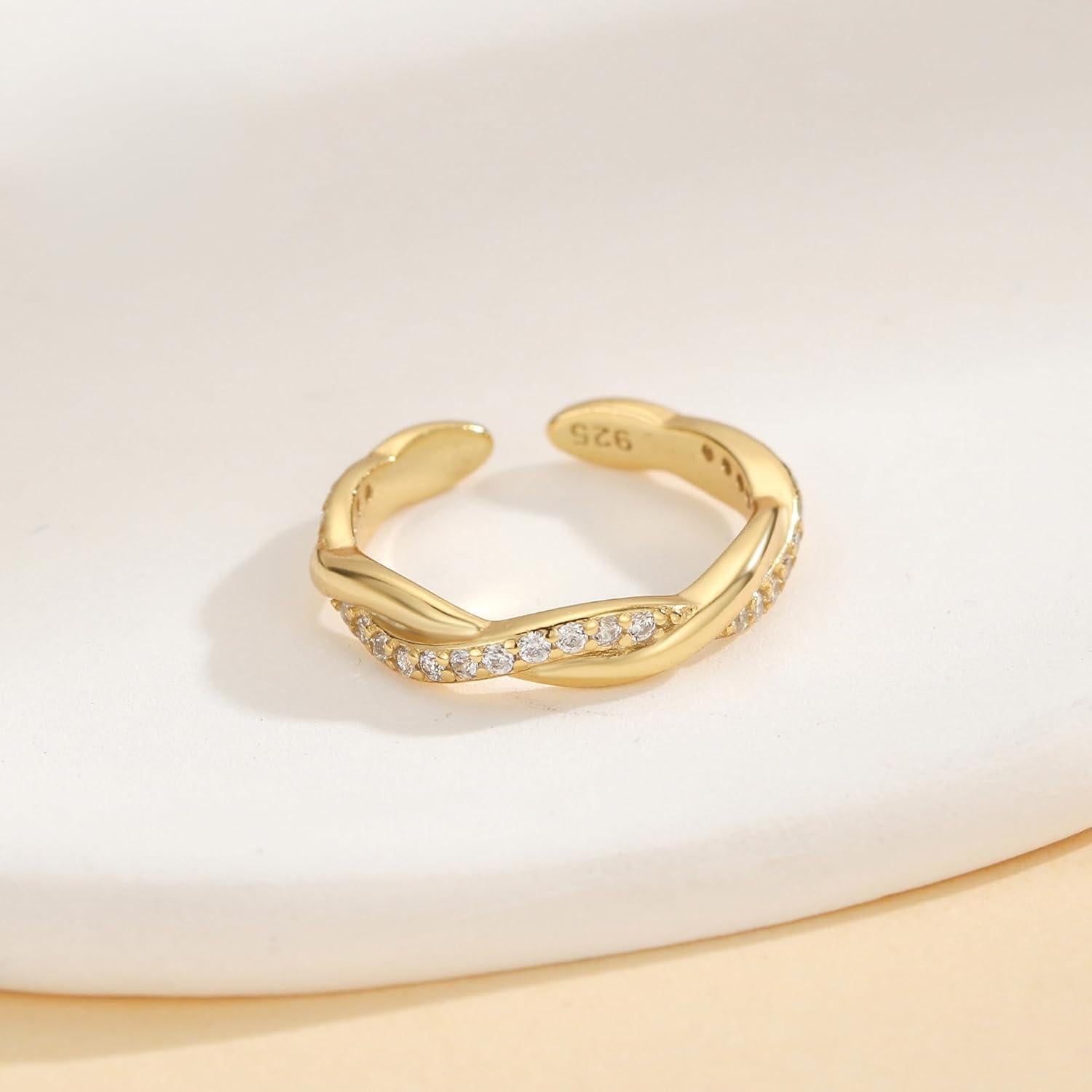 Anillo ajustable de plata esterlina 925 con circonita IPEPPY