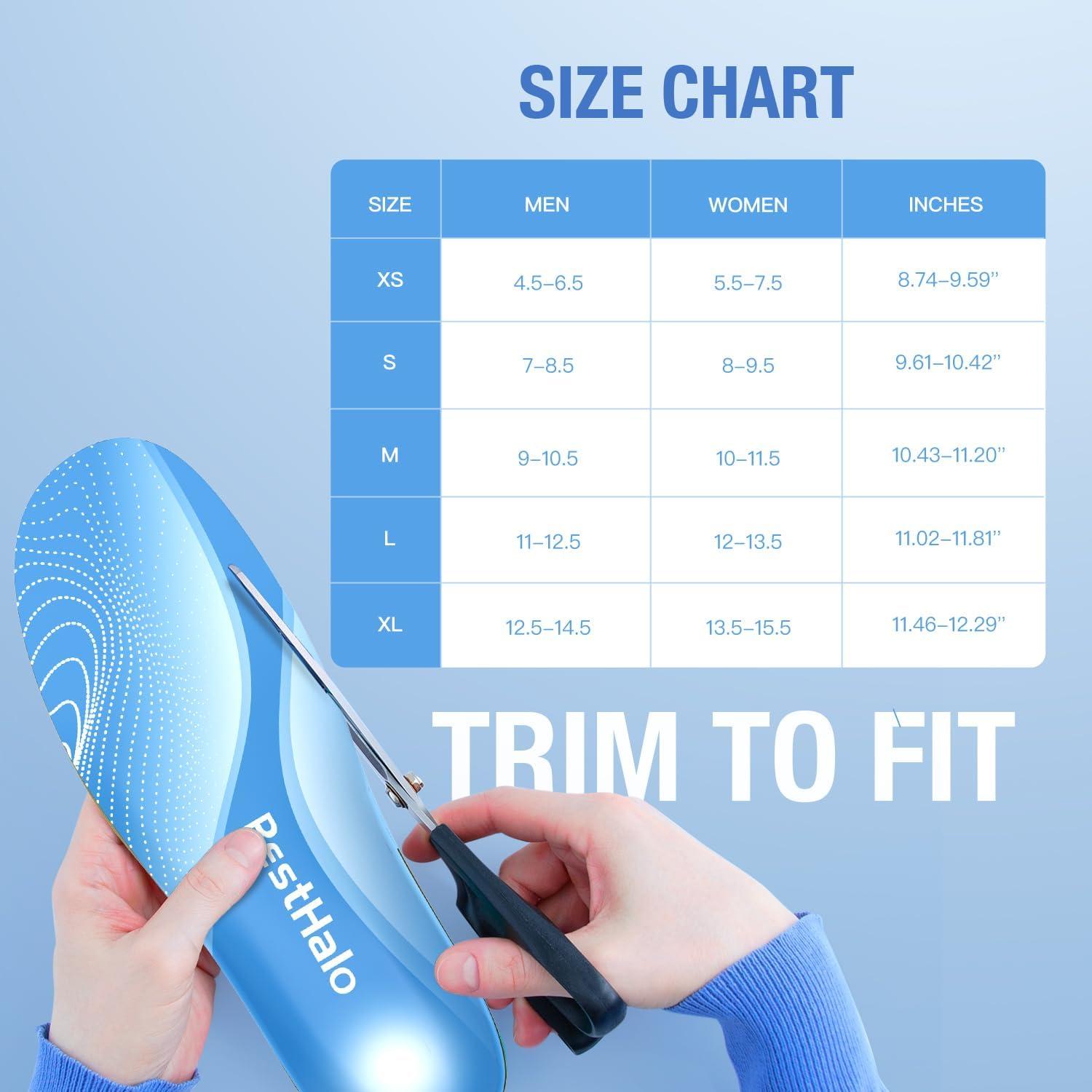 Plantillas Ortopédicas BestHalo para Fascitis Plantar - Soporte Arco Alto, Gel, 220+ kg, Azul