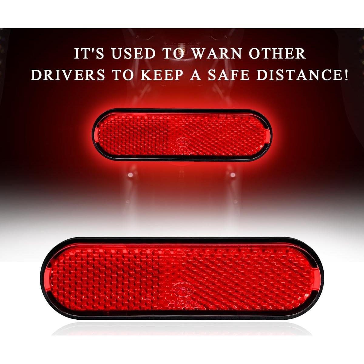 Reflectores de Motocicleta Yourkar 2 Pcs Rojo Elíptico L